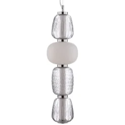 Lucande Lámpara colgante LED Fedra, cristal, gris/blanco, Ø 17 cm