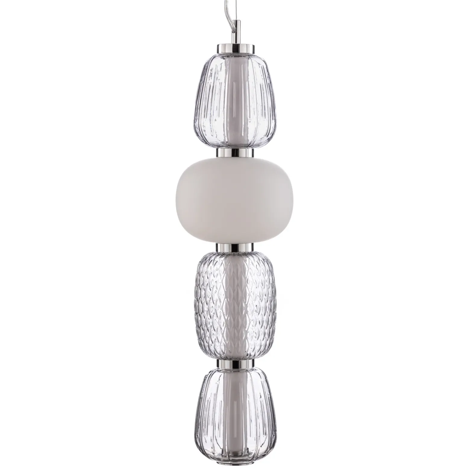 Lucande Lámpara colgante LED Fedra, cristal, gris/blanco, Ø 17 cm