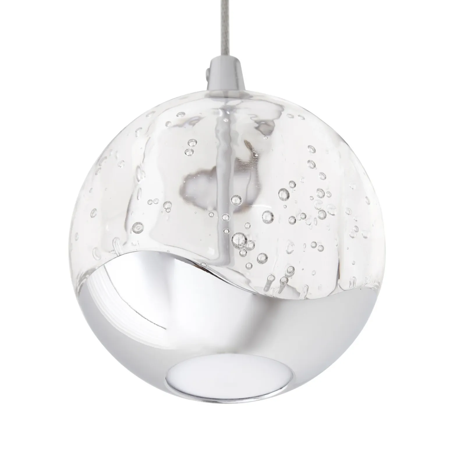 Lucande Lámpara colgante LED Hayley, Ø 9 cm, color cromo, cristal