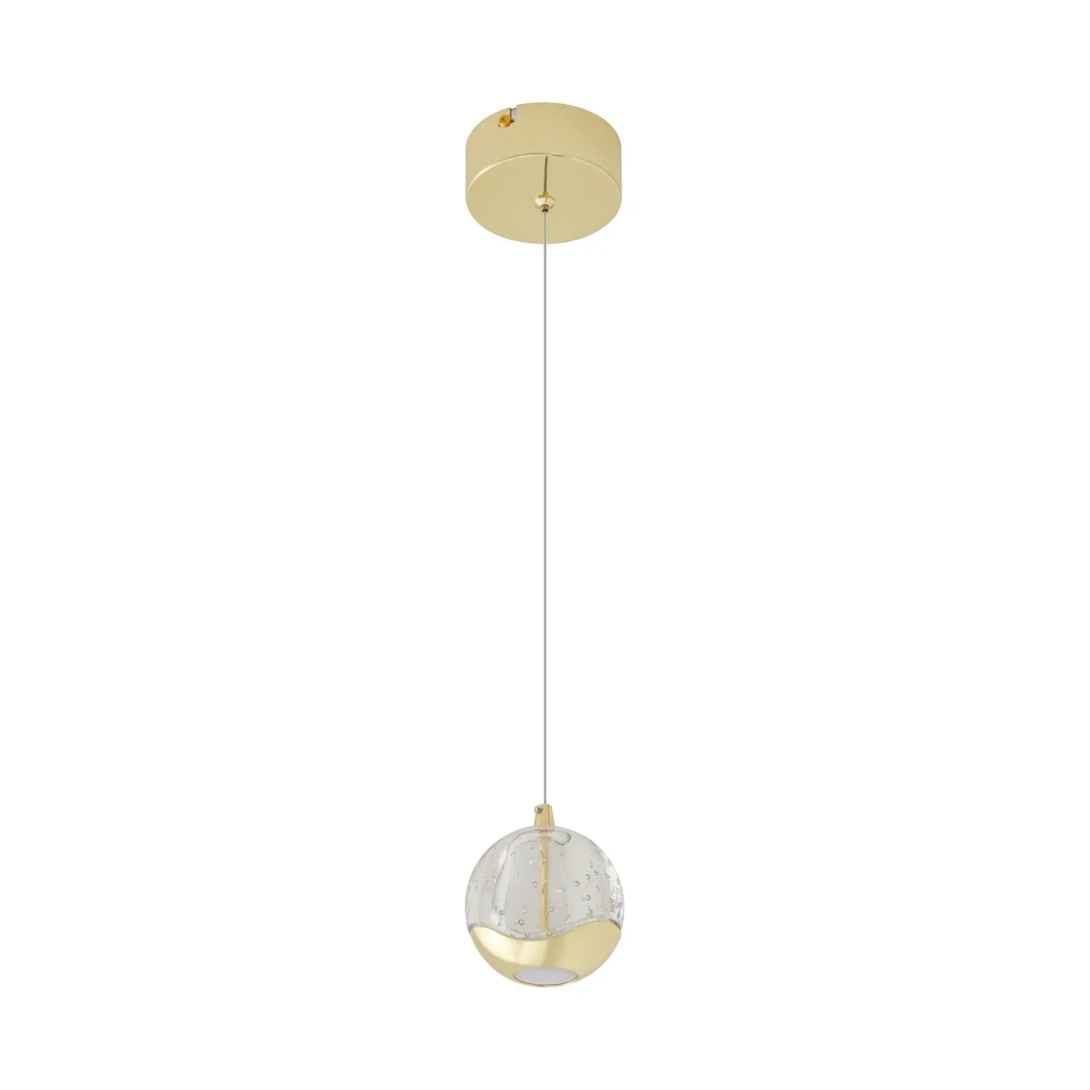 Lucande Lámpara colgante LED Hayley, Ø 9 cm, color dorado, cristal