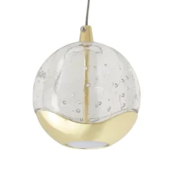 Lucande Lámpara colgante LED Hayley, Ø 9 cm, color dorado, cristal
