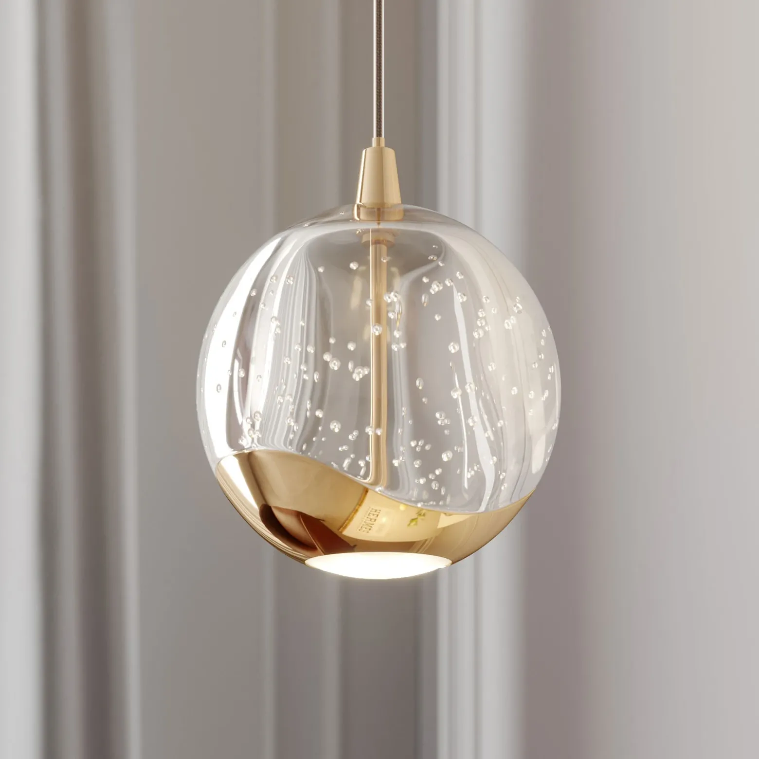 Lucande Lámpara colgante LED Hayley, Ø 9 cm, color dorado, cristal