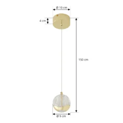 Lucande Lámpara colgante LED Hayley, Ø 9 cm, color dorado, cristal