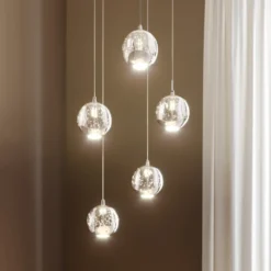 Lucande lámpara colgante LED Hayley, Ø 30 cm, 5 luces, cromo, cristal