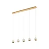 Lucande lámpara colgante LED Hayley, 96 cm, 5 luces, dorado, cristal