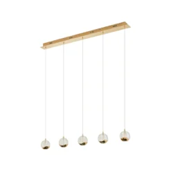 Lucande lámpara colgante LED Hayley, 96 cm, 5 luces, dorado, cristal