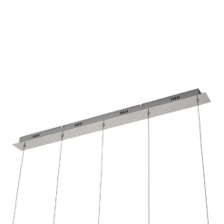 Lucande lámpara colgante LED Hayley, 96 cm, 5 luces, cromo, cristal