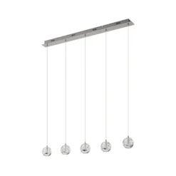 Lucande lámpara colgante LED Hayley, 96 cm, 5 luces, cromo, cristal
