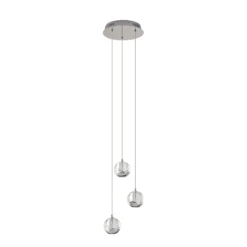 Lucande Lámpara colgante LED Hayley, Ø 25 cm, 3 luces, cromo, cristal