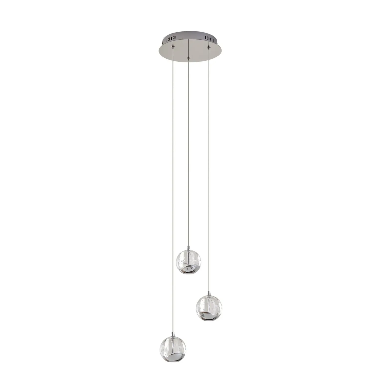 Lucande Lámpara colgante LED Hayley, Ø 25 cm, 3 luces, cromo, cristal