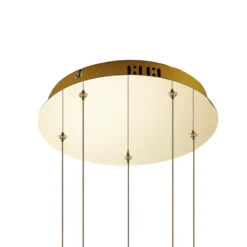 Lucande lámpara colgante LED Hayley, Ø 30 cm, 5 luces, dorado, cristal