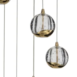 Lucande Lámpara colgante LED Hayley, Ø 40 cm, 9 luces, dorado, cristal