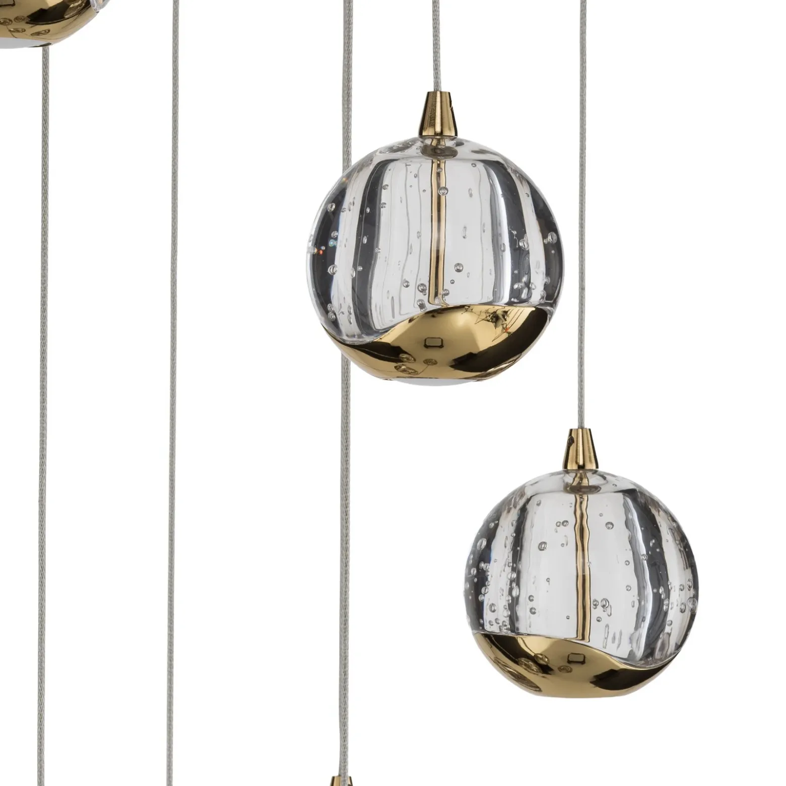Lucande Lámpara colgante LED Hayley, Ø 40 cm, 9 luces, dorado, cristal