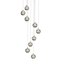 Lucande Lámpara colgante LED Hayley, Ø 40 cm, 9 luces, dorado, cristal