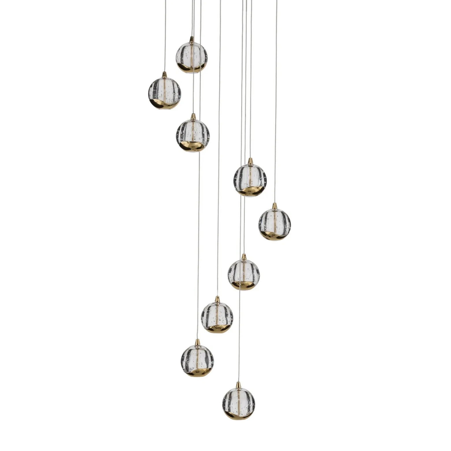 Lucande Lámpara colgante LED Hayley, Ø 40 cm, 9 luces, dorado, cristal