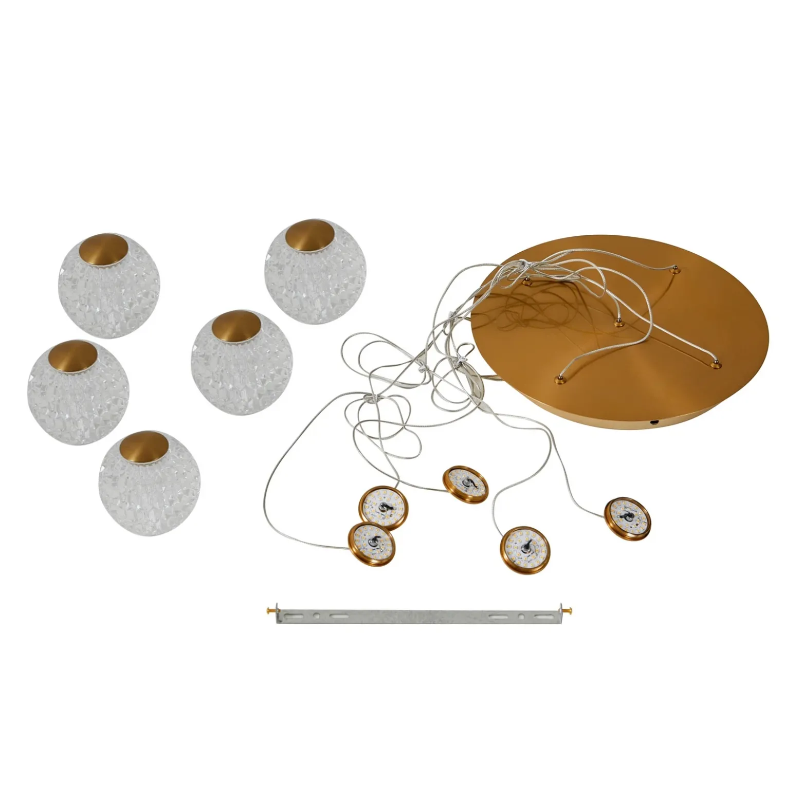 Lucande Lámpara colgante LED Ismenia, 5 luces, latón, acrílico
