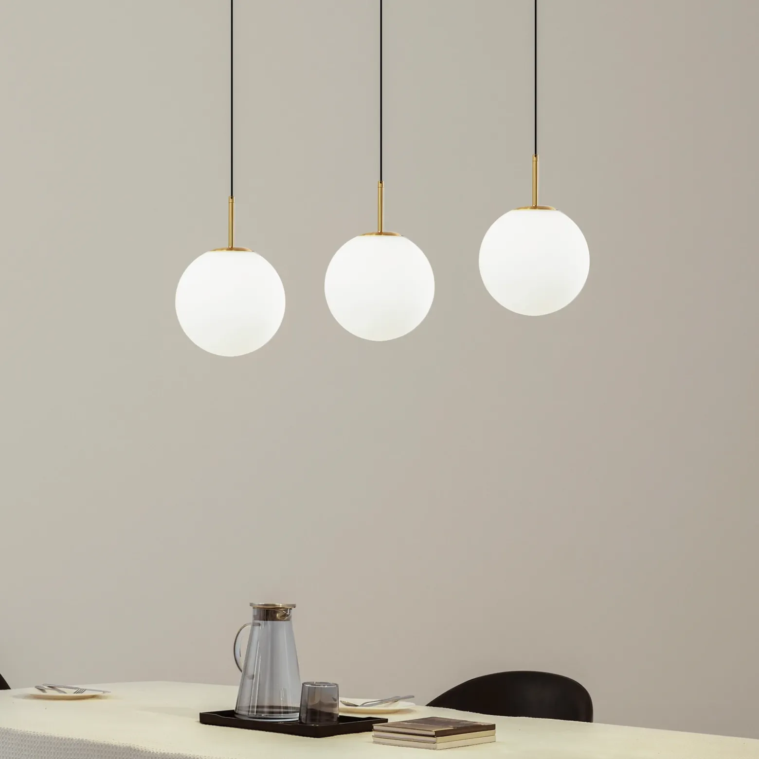 Lucande Lámpara colgante LED Joran, 3 luces, blanca, cristal