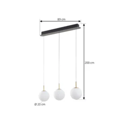 Lucande Lámpara colgante LED Joran, 3 luces, blanca, cristal