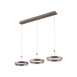 Lucande Lámpara colgante LED Kolo, 114 cm, 3 luces, marrón, atenuable