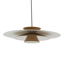 Lucande Lámpara colgante LED Livie, beige, aluminio, Ø 50 cm