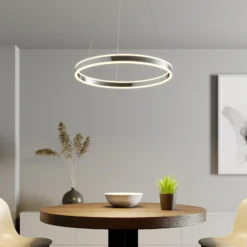 Lucande Lámpara colgante LED Lyani, Ø 60 cm, cromo, atenuable
