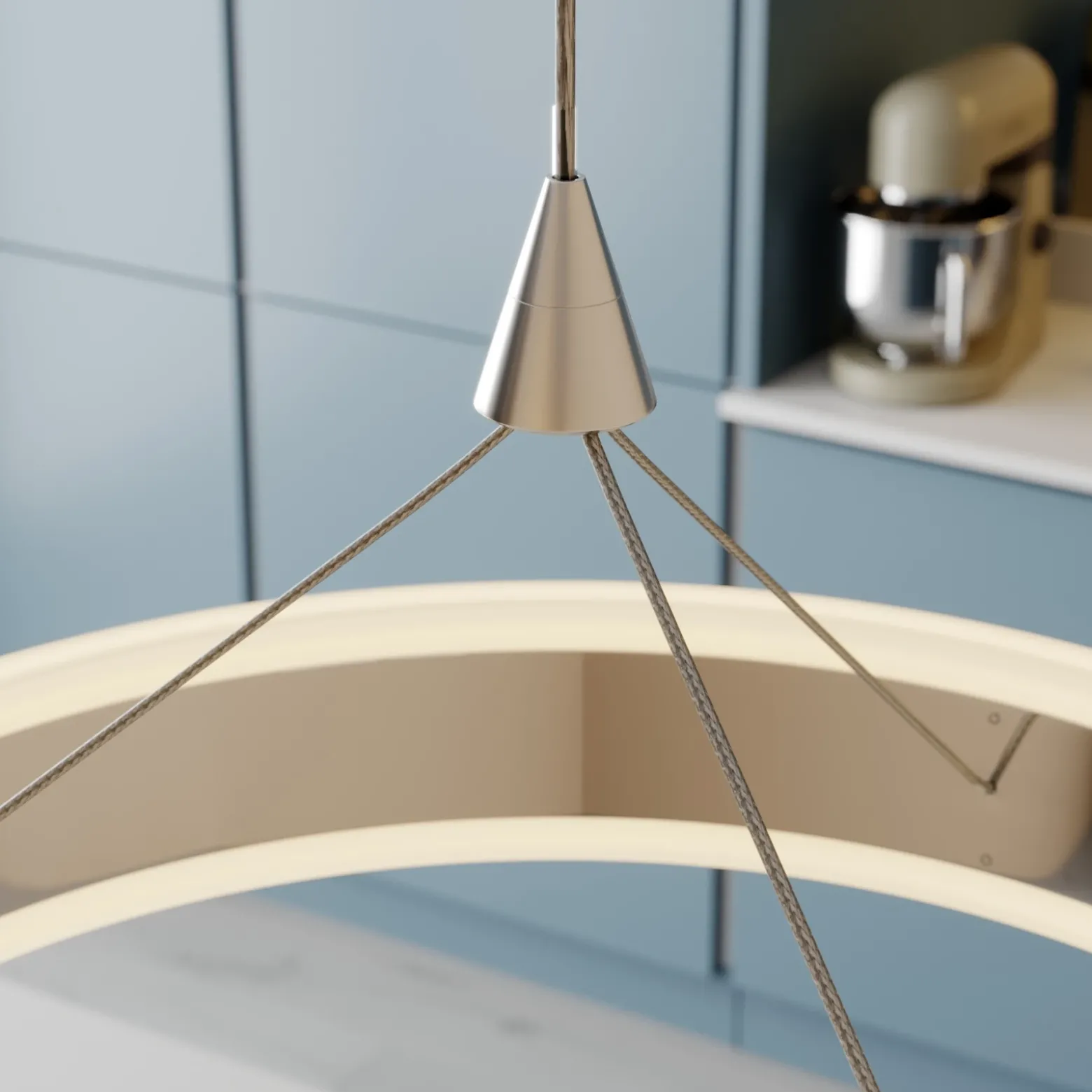 Lucande lámpara colgante LED Lyani, 115cm, 3 luces, cromo, atenuable