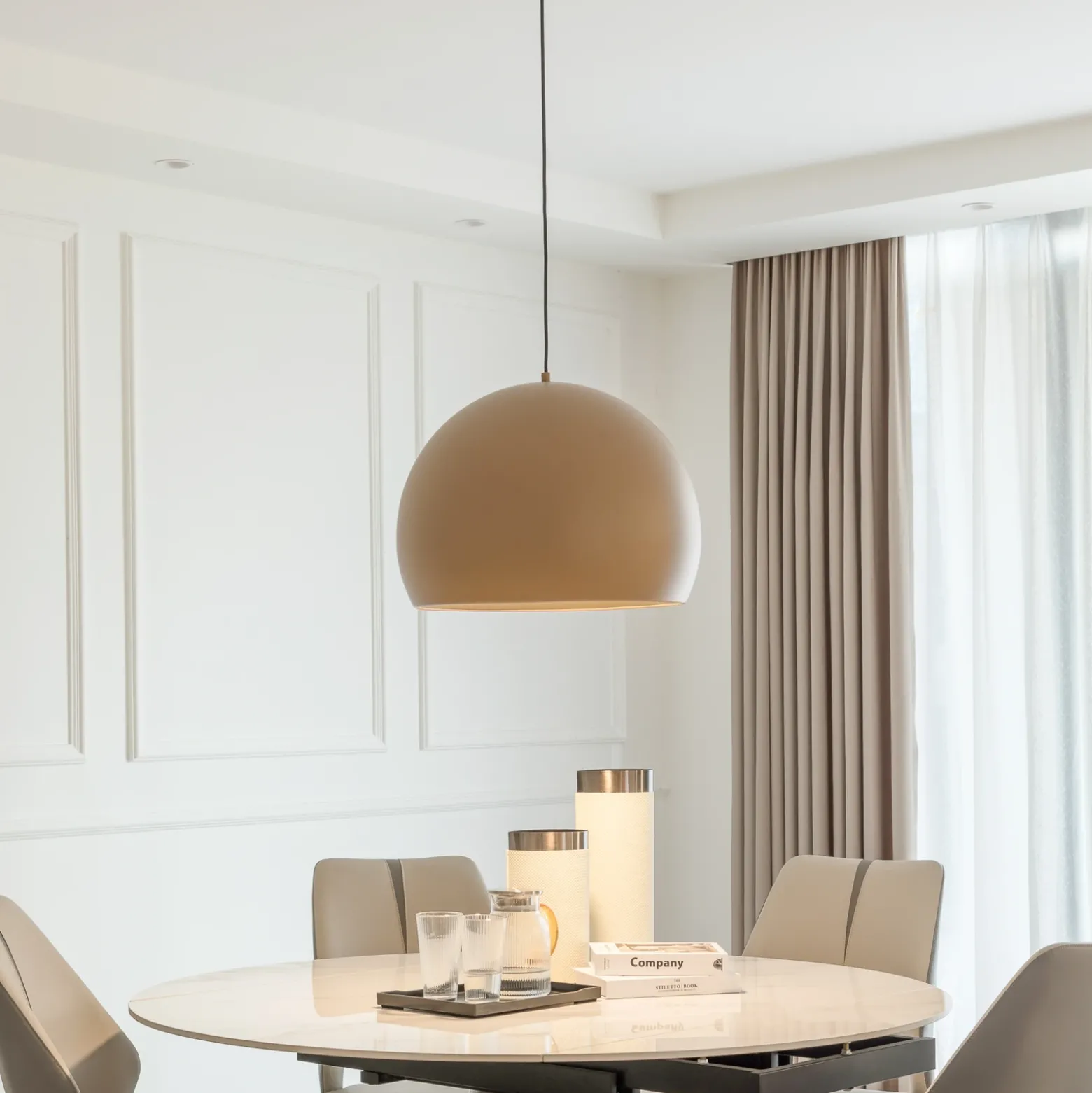 Lucande Lámpara colgante LED Lythara, marrón, Ø 50 cm, aluminio