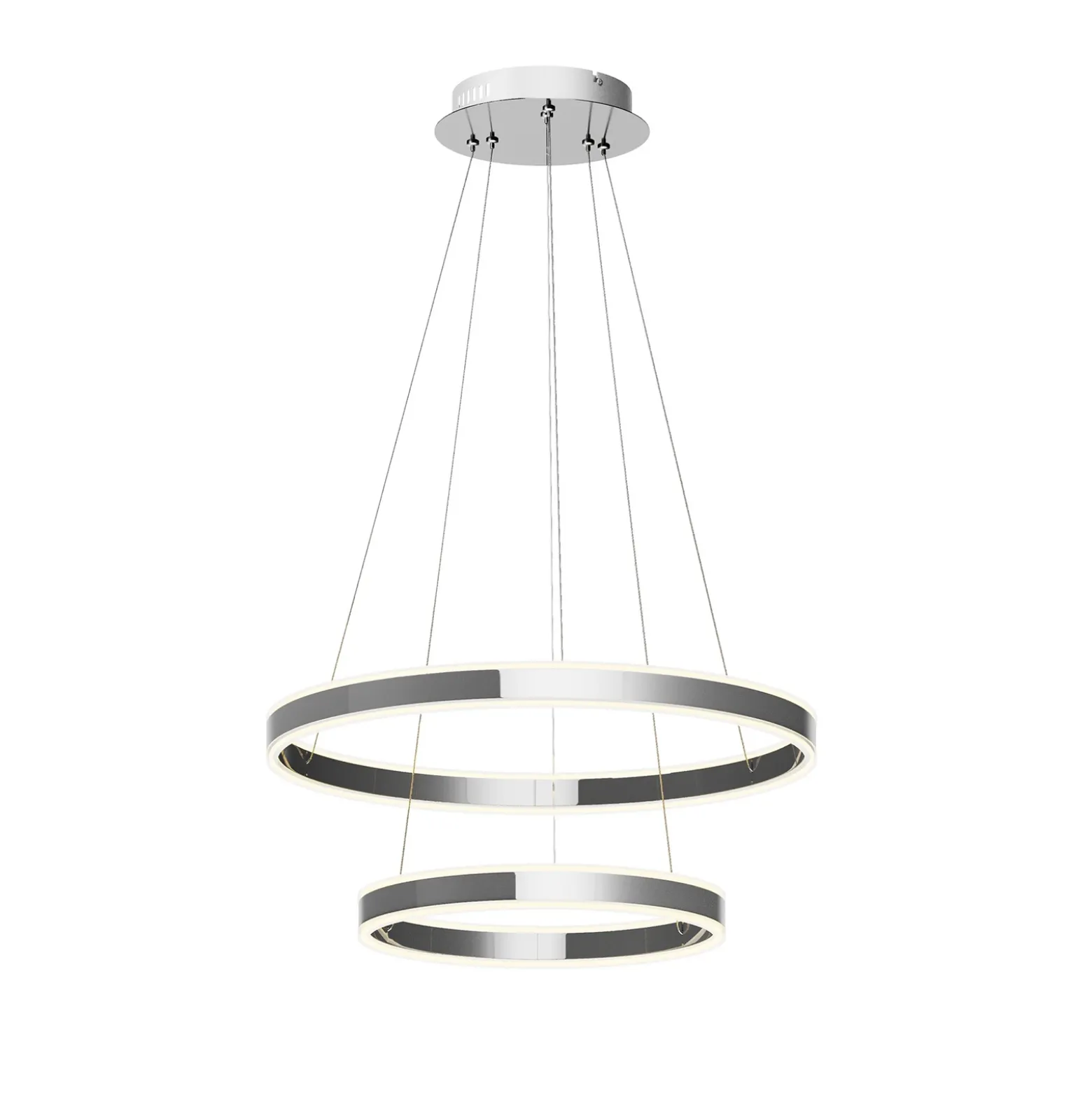 Lucande lámpara colgante LED Lyani, 60 cm, 2 luces, cromo, atenuable