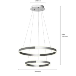 Lucande lámpara colgante LED Lyani, 60 cm, 2 luces, cromo, atenuable