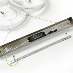 Lucande Lámpara colgante LED Lyani, 85 cm, 2 luces, cromada, atenuable