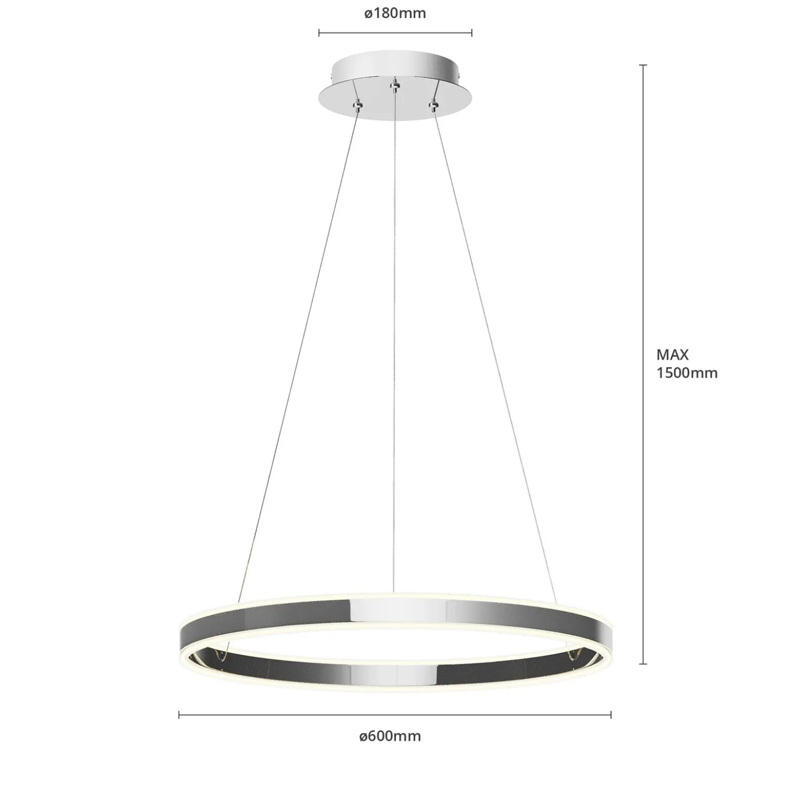 Lucande Lámpara colgante LED Lyani, Ø 60 cm, cromo, atenuable