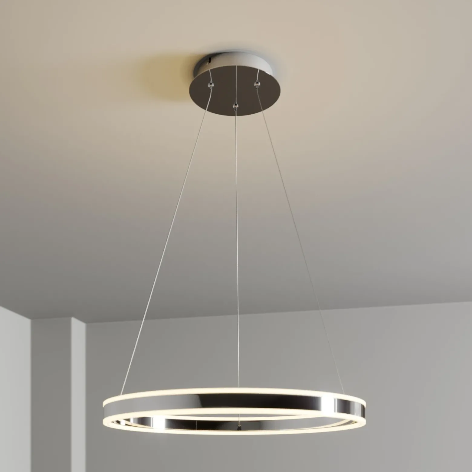 Lucande Lámpara colgante LED Lyani, Ø 60 cm, cromo, atenuable