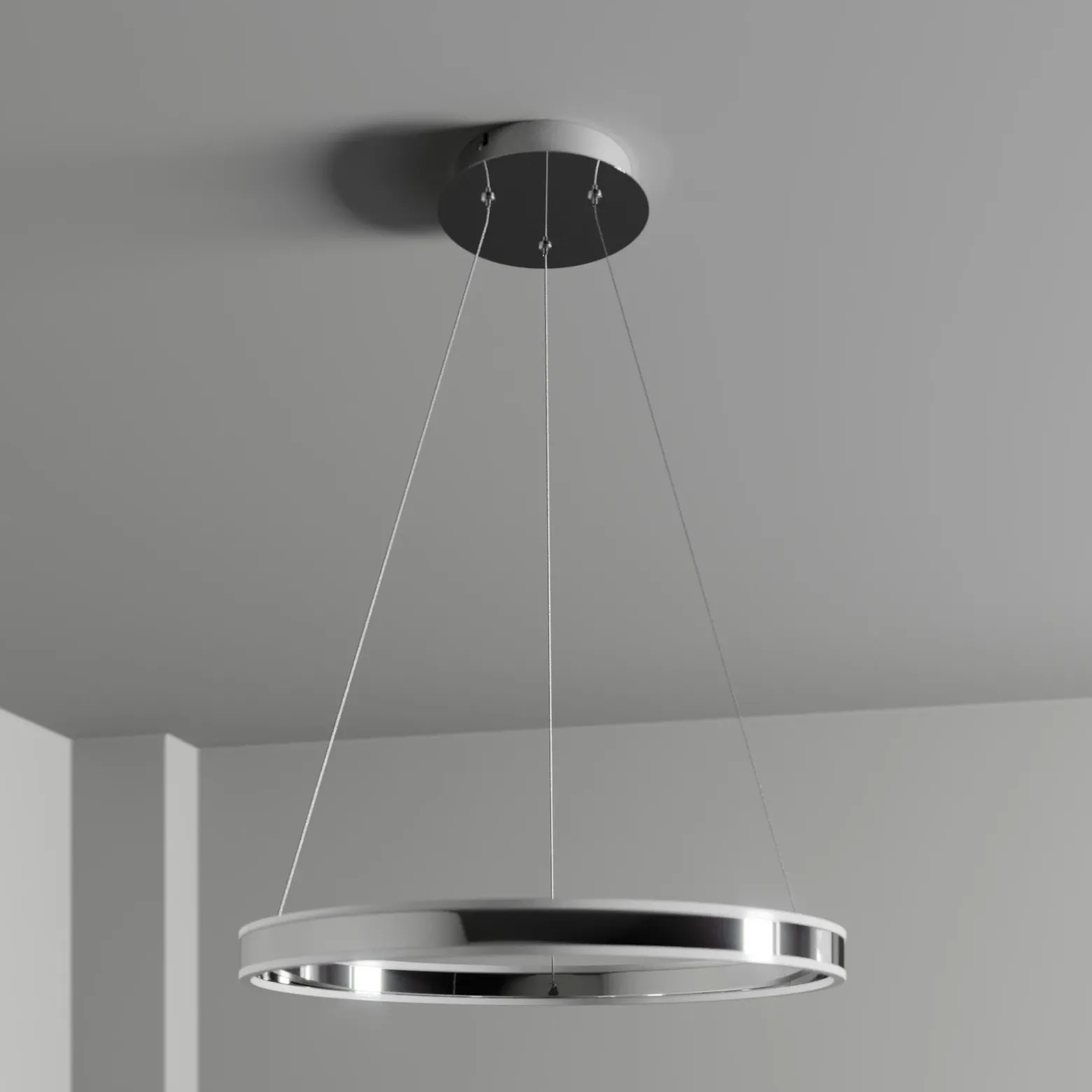 Lucande Lámpara colgante LED Lyani, Ø 60 cm, cromo, atenuable