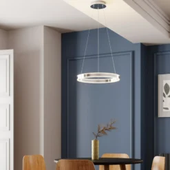 Lucande Lámpara colgante LED Lyani, Ø 50 cm, cromo, atenuable