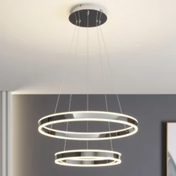 Lucande lámpara colgante LED Lyani, 60 cm, 2 luces, cromo, atenuable