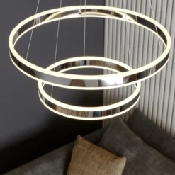 Lucande lámpara colgante LED Lyani, 60 cm, 2 luces, cromo, atenuable