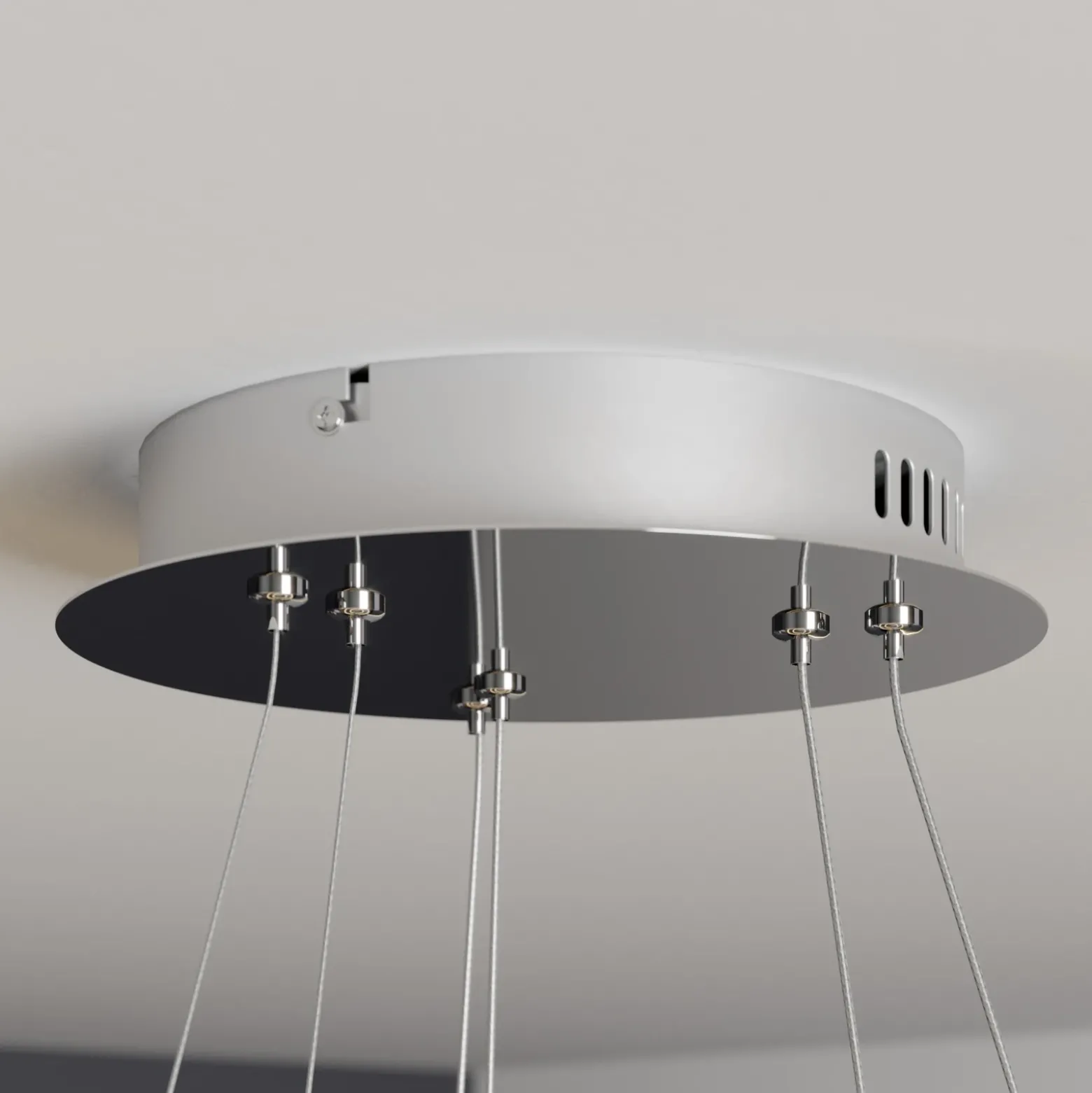 Lucande lámpara colgante LED Lyani, 60 cm, 2 luces, cromo, atenuable
