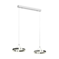 Lucande Lámpara colgante LED Lyani, 85 cm, 2 luces, cromada, atenuable