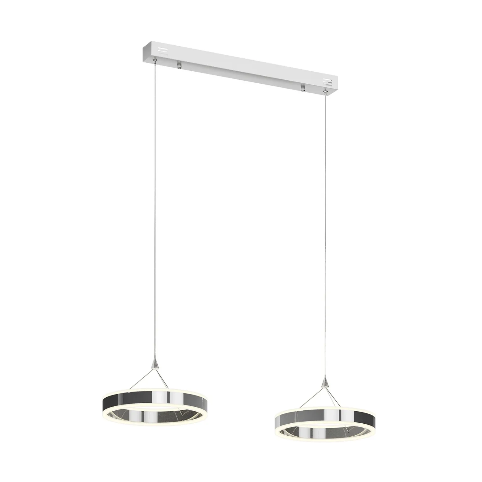 Lucande Lámpara colgante LED Lyani, 85 cm, 2 luces, cromada, atenuable