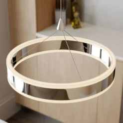 Lucande Lámpara colgante LED Lyani, 85 cm, 2 luces, cromada, atenuable
