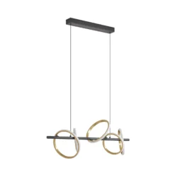Lucande Lámpara colgante LED Madu, negra, metal, 92,5 cm de largo