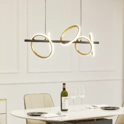 Lucande Lámpara colgante LED Madu, negra, metal, 92,5 cm de largo