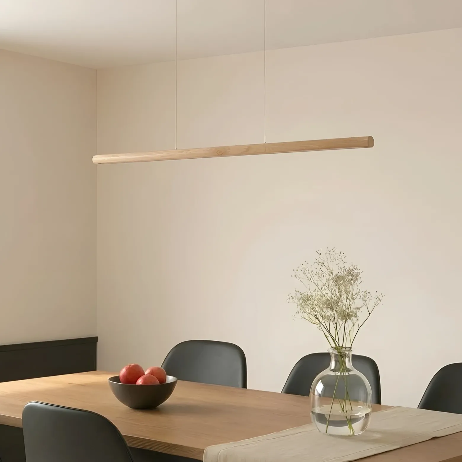 Lucande lámpara colgante LED Maruta, madera, haz, 120 cm, 3000K