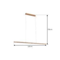 Lucande lámpara colgante LED Maruta, madera, haz, 120 cm, 3000K