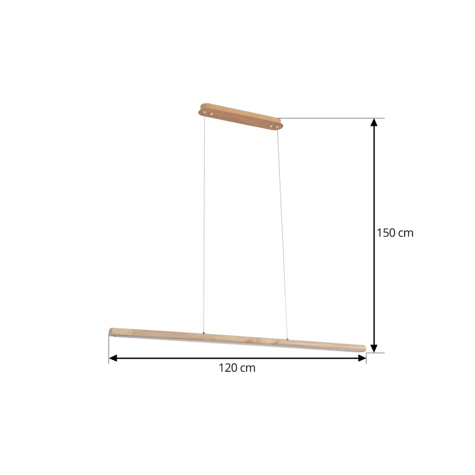 Lucande lámpara colgante LED Maruta, madera, haz, 120 cm, 3000K
