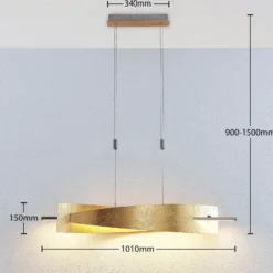 Lucande Lámpara colgante LED Marija, 101 cm, dorada, atenuable