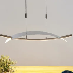 Lucande Lámpara colgante LED Marija, 91 cm, plata, atenuable