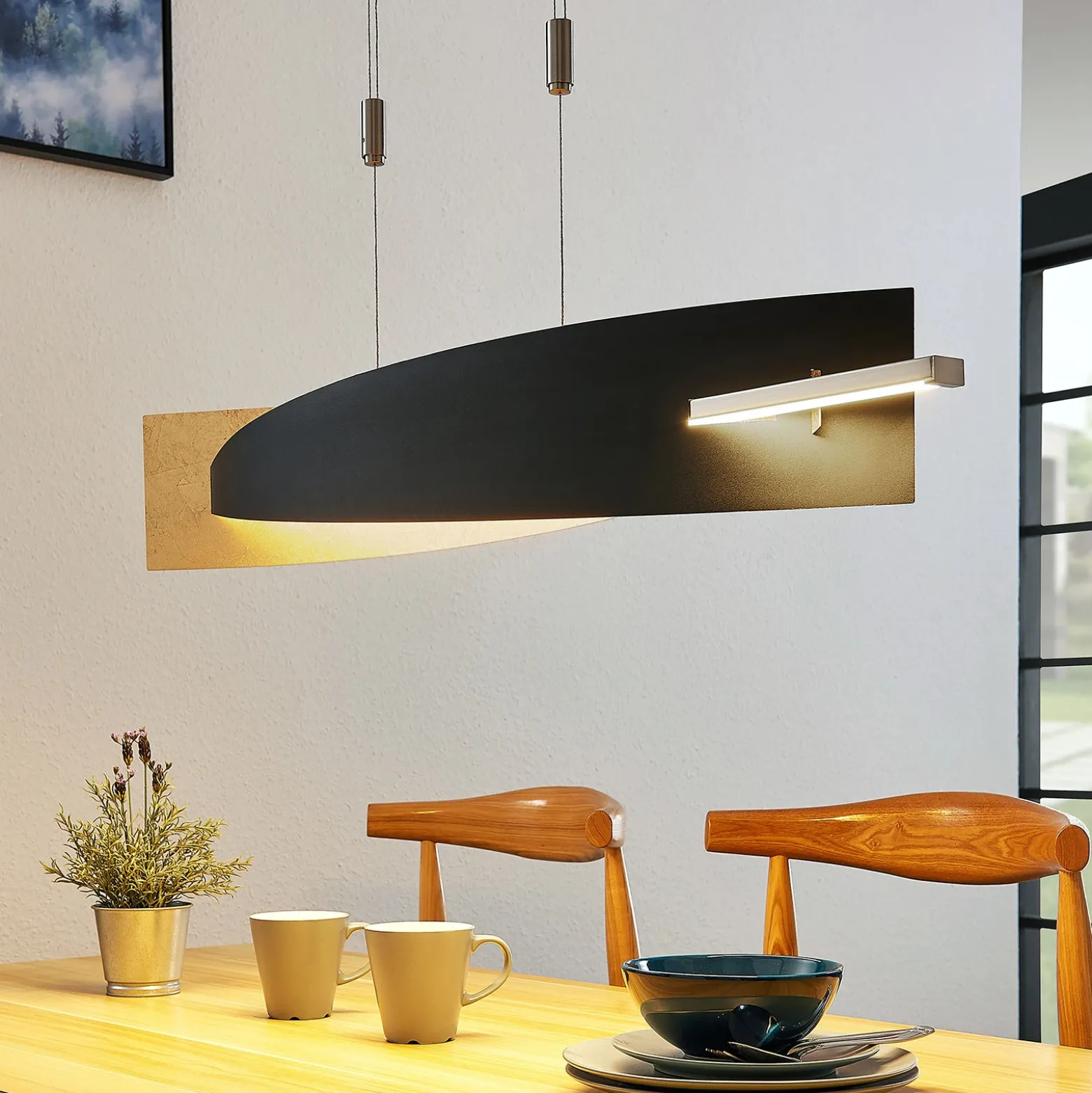 Lucande lámpara colgante LED Marija, 101 cm, negra, atenuable