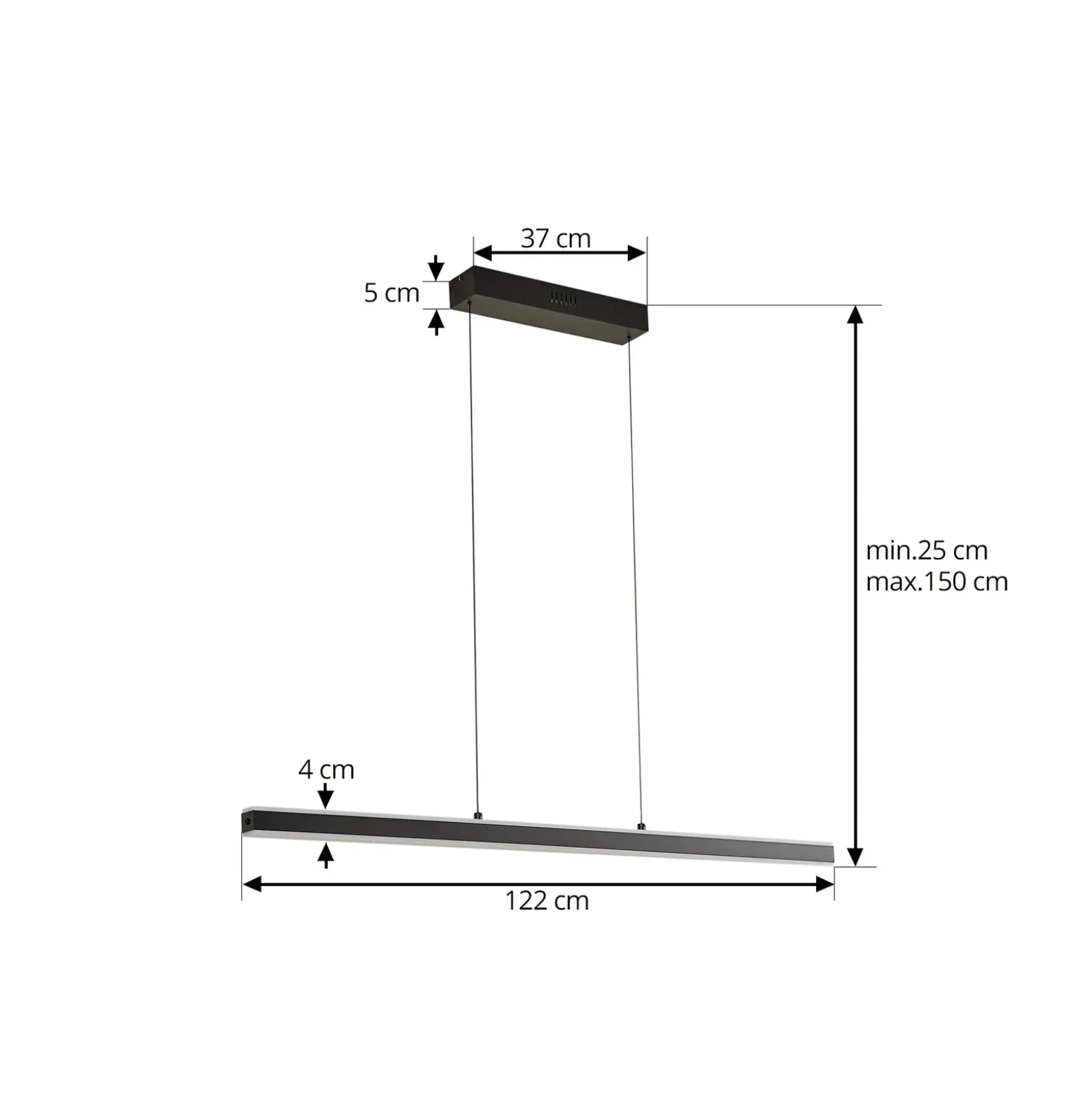 Lucande Lámpara colgante LED Pendolo, negra, aluminio, 120 cm