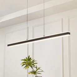 Lucande Lámpara colgante LED Pendolo, negra, aluminio, 120 cm